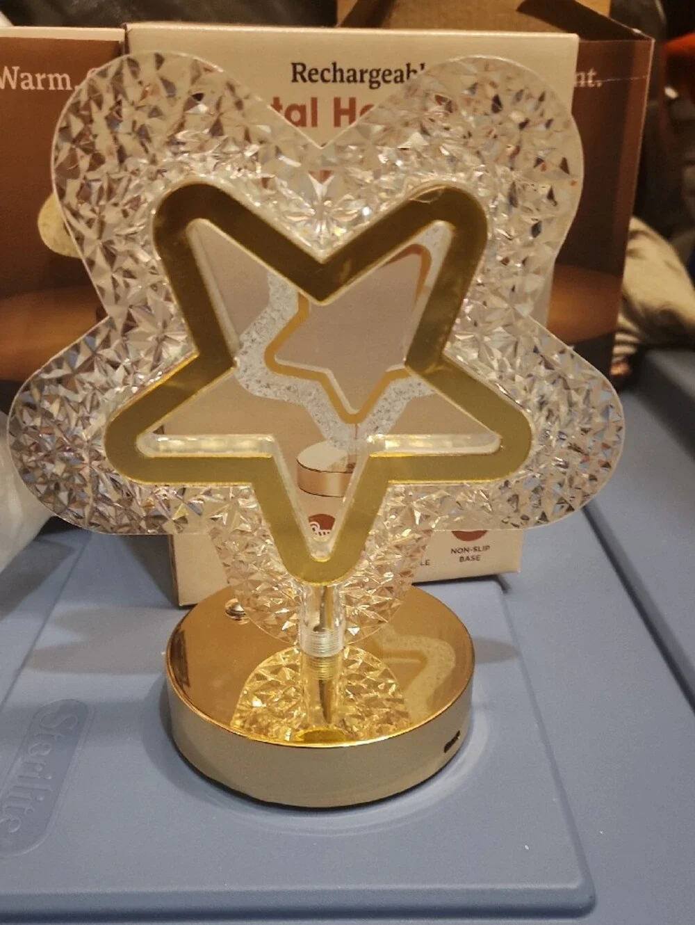 Bulk Of 4 Crystal Hollow Star Touch Lamp - Gold LED Accent